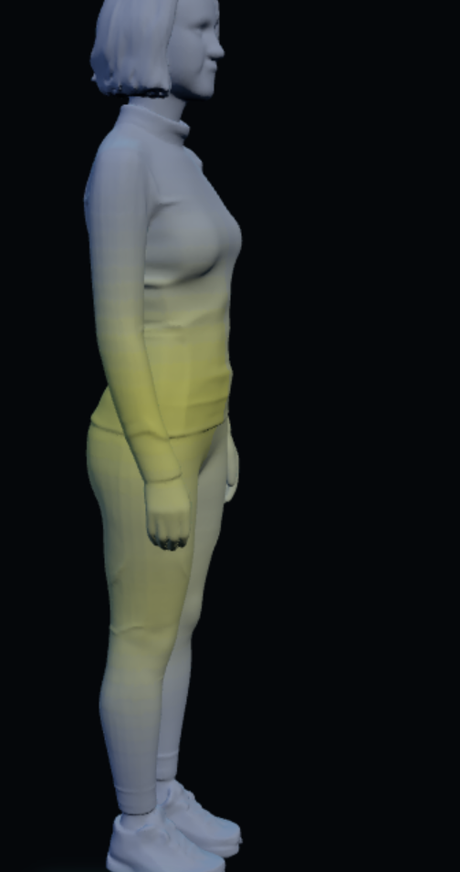Simulated result, front view